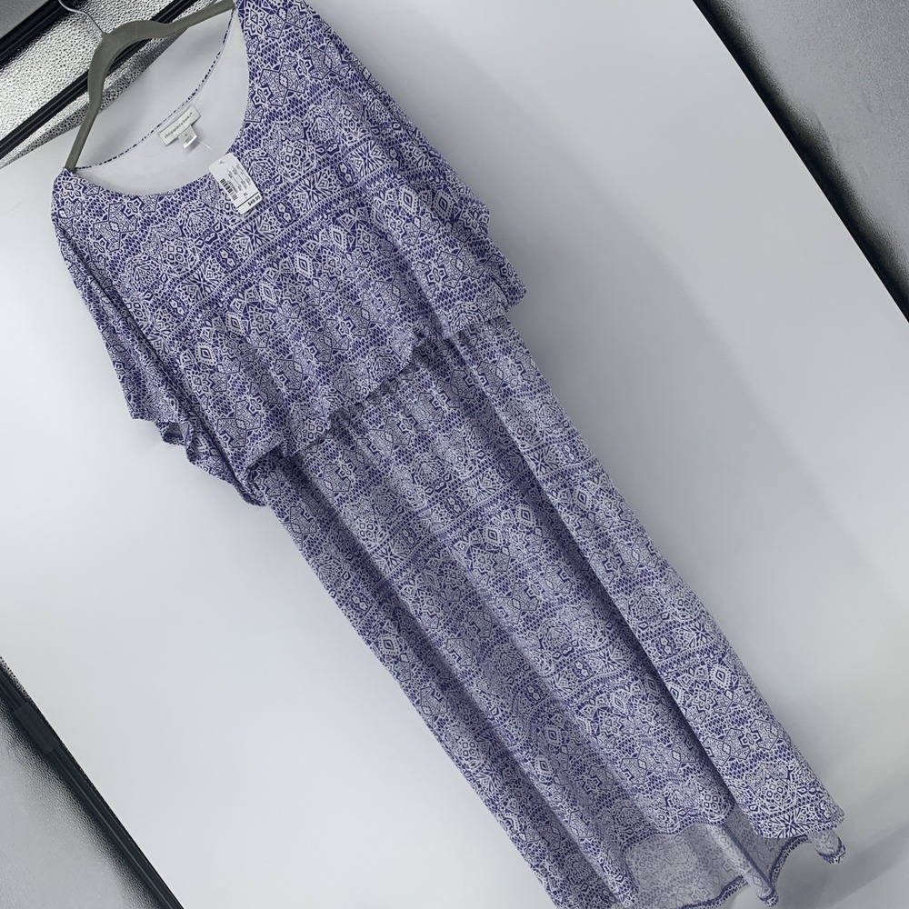 New Christopher & Banks Periwinkle White Open Shoulder Maxi Dress Women's XL